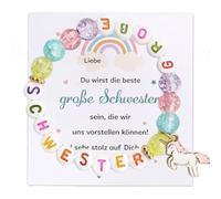 Kaimirui Grande sorella braccialetto regalo, grande sorella per bambini, braccialetto di perle con cartolina e confezione regalo, regalo per la nascita delle ragazze, Große, Acrilico, Nessuna pietra