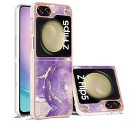 Kainevy Cover per Samsung Z Flip 5 Antiurto Sottile Rigida Colorate Effetto Marmo [Supporto Ricarica Wireless], per Samsung Galaxy Z Flip 5 Cover Silicone Elegante Belle Case per Donne (Viola)