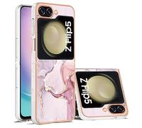 Kainevy Cover per Samsung Z Flip 5 Antiurto Sottile Rigida Colorate Effetto Marmo [Supporto Ricarica Wireless], per Samsung Galaxy Z Flip 5 Cover Silicone Elegante Belle Case per Donne (Rosa)
