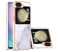 Kainevy Cover per Samsung Z Flip 5 Antiurto Sottile Rigida Colorate Effetto Marmo [Supporto Ricarica Wireless], per Samsung Galaxy Z Flip 5 Cover Silicone Elegante Belle Case per Donne (Bianco)