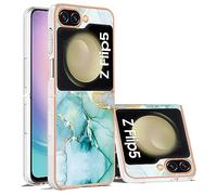 Kainevy Cover per Samsung Z Flip 5 Antiurto Sottile Rigida Colorate Effetto Marmo [Supporto Ricarica Wireless], per Samsung Galaxy Z Flip 5 Cover Silicone Elegante Belle Case per Donne (Verde)