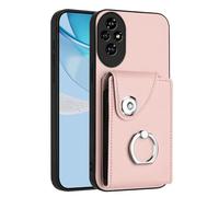 Kainevy pour Coque Honor 200 avec bague support et Porte Carte Etui portefeuille Case Protection Honor 200 Housse antichoc en cuir et Silicone, fermeture Magnetique (Rosa)