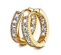 Kainier Orecchini a cerchio con zirconia cubica taglio cuscino, placcati in oro bianco 14 carati, ottima scelta regalo per ragazze, donne e uomini, Grande, Metallo, Zirconie sintetico