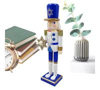 kaiop Soldato Schiaccianoci, Schiaccianoci Di Hanukkah In Legno, Statuina Collezionabile Bianca e Blu Da Scrivania per Mensola