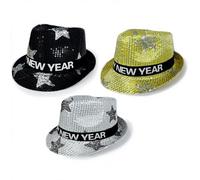 Kaiperala Cappelli da festa di Capodanno 2027, 3 pezzi Fedora con | Accessori per feste di Capodanno, cappelli a cilindro con stelle, 27 x 24 x 11 cm, per feste di conto alla rovescia di New