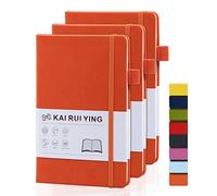 KaiRuiYing Confezione da 3 quaderni con portapenne, A5 con copertina rigida per lavoro, quaderno a righe per scuola, diario a righe per scrivere, carta spessa di alta qualità da 100 g/m² con tasca