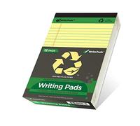 KAISA 12 blocchetti gialli in carta riciclata, 12,7 x 20,3 cm, a righe, a righe, piccoli, legali, perforati, 50 fogli/blocchetto per appunti, tablet, colore canarino, per forniture per ufficio