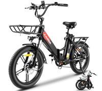 KAISDA Bici Elettrica Pieghevole 20 Pollici, Bicicletta Elettrica Adulto, 20'' ×3.0'' Fat Tire Bici Elettrica, LCD-Display, 7 Velocità, 250W Batteria Rimovibile 36V 20.8Ah Autonomia bis zu 100 km