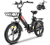 KAISDA Bici Elettrica Pieghevole 20 Pollici, E-Bike per Adulti 3.0 Fat Tire 7 Velocità Bicicletta Elettrica da 36V 20.8Ah Batteria Rimovibile 250W Motore Ebike da Città,Pedalata Assistita 100KM