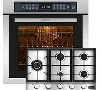 Kaiser Fornello a induzione EH 6306 R + KG 9357, Forno da incasso, 79L 15 Fkt. Grill Air Fryer Full Touch + Fornello a gas da incasso 90 cm, WOK Turbo-Bruciatore - 3,8 kW