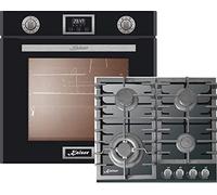 Kaiser forno a gas EG 6374 SP + KCG 6383, bianco Forno a gas/piano cottura 60 cm in vetro nero, autoportante, arrostimento, griglia, aria calda, autopulente