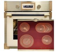Kaiser Forno a pirolisi EH 6427 ElfAD+KCT 6185 IRotEm, forno da incasso a pirolisi, 73 l, vetro color elfebe, 60 cm, piano cottura in vetroceramica, retro in vetroceramica, piastre in metallo bronzo,