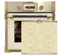 Kaiser Forno a pirolisi EH 6427 ElfAD+KCT 6195 IElfEm, Retrò Pirolisi Incasso Forno 73L Vetro Elfebe 60 cm+Piano cottura a induzione, Piastre metalliche Bronzo,4 QickHeat