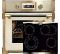 Kaiser Forno a pirolisi EH 6427 ElfAD + KCT 6385 Em", in vetro a pirolisi retrò da incasso, 73 l, colore elfebe, 60 cm, esclusivo piano cottura in vetroceramica High Light da 60 cm