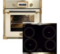 Kaiser Forno a pirolisi «EH 6427 ElfAD+KCT 6395 IEm», retrò pirolisi forno da incasso 73L in vetro color elfebe 60 cm+piano cottura a induzione, piastra in metallo bronzo, 4 QickHeat