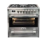Kaiser HGE 93505 R - Fornello a gas 90 cm/forno elettrico/fornello/fornello/115 l/piano cottura a gas/4,5 Kw WOK/8 funzioni/autopulente/gas naturale e propano, qualità di lusso possibile