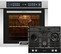 Kaiser Induktion Set EH 6306 R + KCG 6394, Forno da incasso, in acciaio inox, 79L 15 Fct. Grill Air Fryer Full Touch + Piano cottura a gas da incasso 60 cm, vetro nero, incasso forno, 3,8 kW WOK