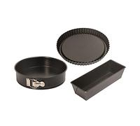 Kaiser Original Classic - Set di 3 teglie da Forno con 3 stampi antiaderenti, con Fondo Piatto, a Forma di Scatola, a Base di Frutta, Colore Nero