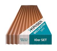 KAISER plastic® Piastre ondulate rame | Piastre ondulate per tetti, Tetto ondulato in plastica | Piastre per tetti resistenti agli agenti atmosferici | Copertura | Sinus 76/18 - 90 x 83 cm | 10 pz.