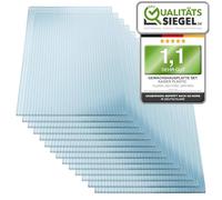 KAISER PLASTIC Xtra Strong | Set di 12 piastre per serra, spessore 6 mm | 605 x 1210 mm | policarbonato (PC) | 12,60 m2 | Peso: 950 g/m2 | Piastra a doppia parete