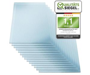KAISER PLASTIC Xtra Strong | Set di 12 piastre per serra, spessore 6 mm | 605 x 1210 mm | policarbonato (PC) | 12,60 m2 | Peso: 950 g/m2 | Piastra a doppia parete