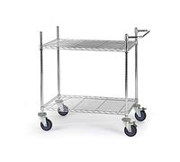 kaiserkraft | Carrello di servizio in griglia metallica | cromata | con 2 ripiani | lungh x largh x alt 910 x 610 x 1025 mm