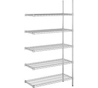 kaiserkraft | Scaffale grigliato in filo d'acciaio | cromato | portata 150 kg | largh x prof 910 x 460 mm | scaff aggiuntivo | altezza 1880 mm | 5