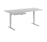 kaiserkraft | Scrivania Venla | regolabile elettricamente in altezza | elemento angolare | largh x prof 1800 x 1200 mm | grigio chiaro/bianco | a destra