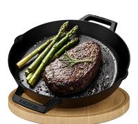Kaisertal, padella in ghisa, 30 cm, padella per bistecca e padella in ghisa per induzione, barbecue a gas e barbecue, padella in ghisa, per esterni e interni, Cast Iron Pan Skillet