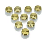 Kaish, 10 manopole per amplificatore di chitarra, con incastro push-on, colore: bianco con rivestimento dorato, per amplificatori Marshall con potenziometri da 6 mm di diametro
