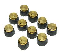 KAISH, 10 manopole per amplificatore di chitarra, con incastro push-on, colore: nero con rivestimento dorato, per amplificatori Marshall