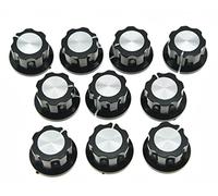 Kaish 10 mini manopole per pedale effetti per chitarra, 6 mm, colore nero con tappo argento