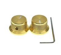 KAISH 2 manopole in alluminio per potenziometro da 1/4", universali, manopole di controllo a campana, con vite di fissaggio, per chitarra/bassi/AMPS/preamplificatori, oro con indicatore