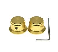 KAISH 2 manopole in alluminio per potenziometro da 1/4", universali, manopole di controllo a campana, con vite di fissaggio, per chitarra/bassi/AMPS/preamplificatori, oro senza indicatore