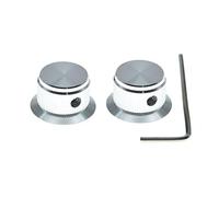 KAISH 2 manopole in alluminio per potenziometro da 1/4", universali, manopole di controllo a campana, con vite di fissaggio, per chitarra/bassi/AMPS/preamplificatori, argento senza indicatore
