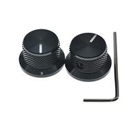 KAISH 2 manopole per potenziometro in alluminio da 1/4" universali a cilindro, manopole di controllo Bell con vite di fissaggio per chitarra/basso/amplificatori/preamplificatori, nere con indicatore