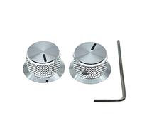 KAISH 2PCS Manopole per potenziometri in alluminio, 6,35 mm Universali a campana, manopole a cupola con vite di fissaggio per chitarra/basso/AMP/preamplificatori, argento con indicatore