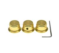 Kaish 3 manopole per potenziometro in alluminio, 6,35 mm, universali, a forma di cappello a cilindro, con vite di fissaggio, per chitarra/basso/AMP/preamplificatori, oro, senza indicatore