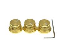 KAISH 3 manopole per potenziometro in alluminio 6,35 mm, universali, a forma di cilindro, con vite di fissaggio per chitarra/basso/AMP/preamplificatori, dorate con indicatore