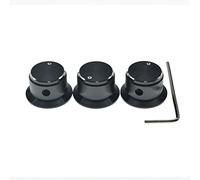 KAISH 3 manopole per potenziometro in alluminio da 1/4" universali a forma di cilindro, con vite di fissaggio per chitarra/basso/AMP/preamplificatori, nere con bordo lucido e indicatore