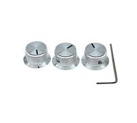KAISH 3 manopole per potenziometro in alluminio da 1/4", universali, con vite di fissaggio, per chitarra/basso/AMPS/preamplificatori, argento con indicatore
