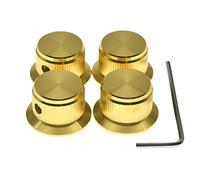 KAISH 4 manopole in alluminio per potenziometro, 6,35 mm, universali, a forma di sombrero, per controllo del volume, con vite di fissaggio, per chitarra/basso/AMP/preamplificatori, oro, senza