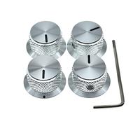 KAISH 4 manopole per potenziometro in alluminio da 1/4" universali a cilindro alto con manopola di controllo campanella con vite di fissaggio per chitarra/basso/amplificatori/preamplificatori argento