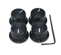 KAISH 4 manopole per potenziometro in alluminio da 1/4", universali, con vite di fissaggio, per chitarra/bassi/AMPS/preamplificatori, colore nero, con indicatore