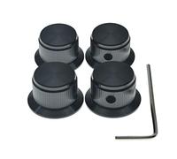 KAISH 4 manopole per potenziometro in alluminio da 6,35 mm, universali, manopole di controllo a campana, con vite di fissaggio, per chitarra/bassi/AMPS/preamplificatori, nero senza indicatore