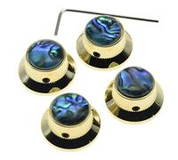 KAISH - 4 pomelli a forma di cappello in metallo con tappo a vite, per chitarra e basso, con vaso da 6 mm, colore: oro