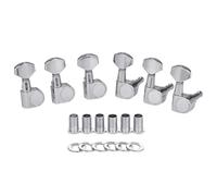 KAISH 6 accordatori per chitarra in linea a 2 pin, chiavi di accordatura, pioli a doppio pin per Squier Strat/Tele/Ibanez/Yamaha/Chitarre stile importazione, mini pulsante contemporaneo cromato