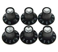 KAISH 6 manopole per amplificatore amplificatore per chitarra, nero con cappuccio argentato, per Fender Style AMP