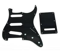 KAISH Battipenna a 11 fori ST/Stratocaster SSS Pick Guard con piastra posteriore ST Tremolo Trem Cover per USA/Messico Stratocaster/Stratocaster nero 3 strati