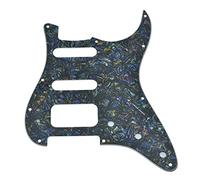 KAISH Battipenna per chitarra HSS a 11 fori, stile moderno americano Strat, con 2 viti, angolo arrotondato, per montaggio humbucking per Stratocaster/Strat, perla abalone